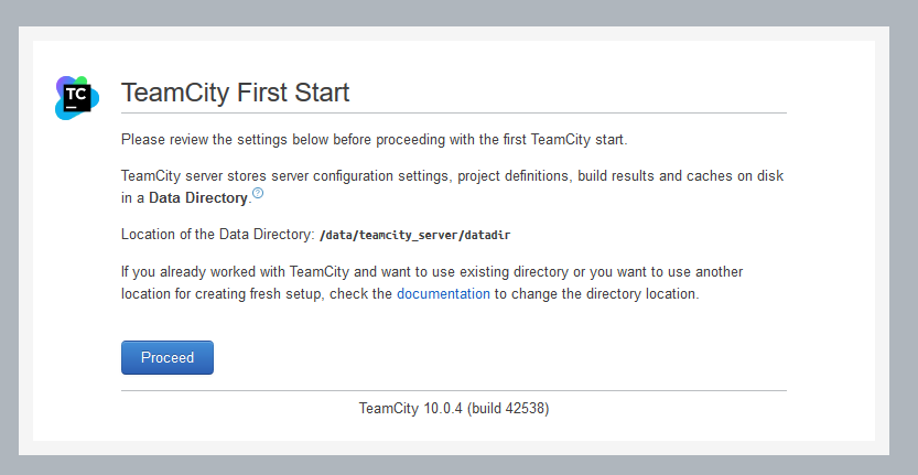 TeamCity First Start